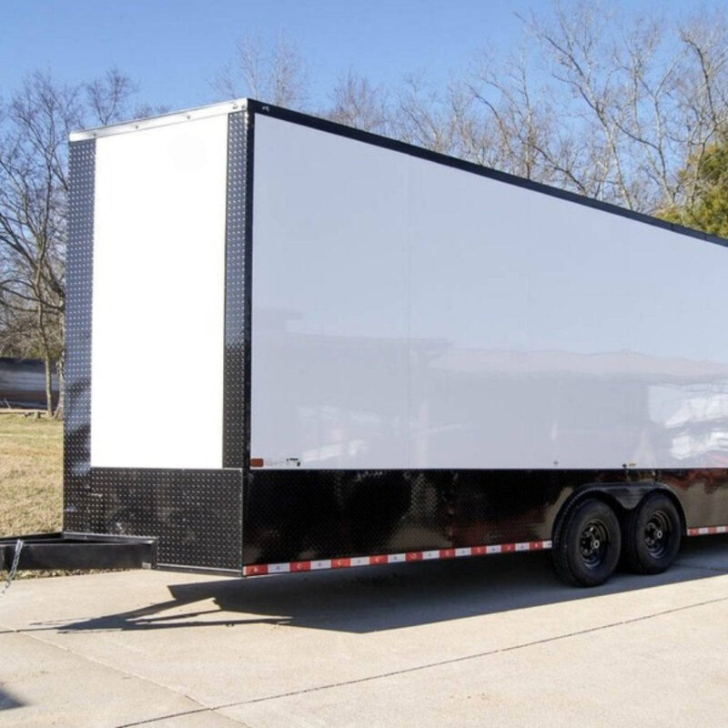 8.5x20 White V-Nose Enclosed Trailer with Blackout Pkg (2) 5,200lb Axles