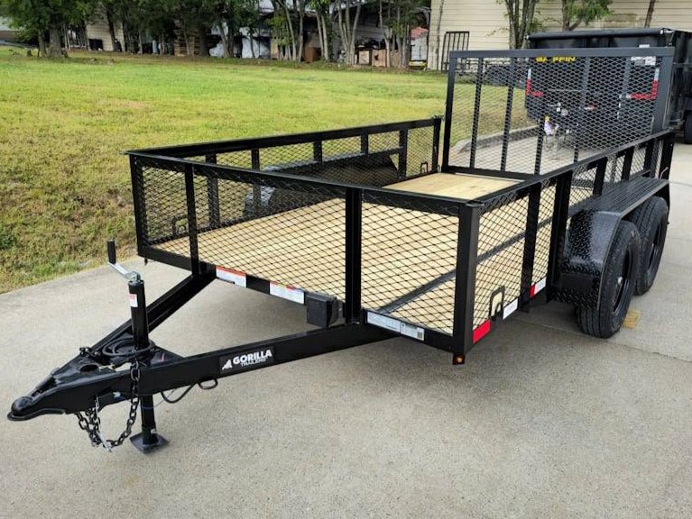 7' X 12' Straight Deck Utility Trailer 2ft Mesh Sides Double Axle 7K GVWR