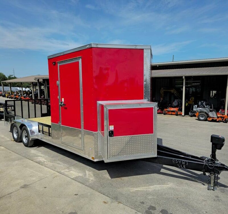 Enclosed Trailer 7' X 20' Red Hybrid Trailer Landscaping Equipment etc..
