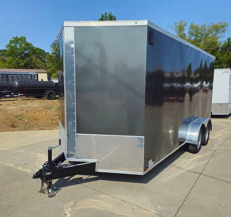 7x16 Charcoal V-Nose Enclosed Storage Trailer (2) 3,500lb Axles