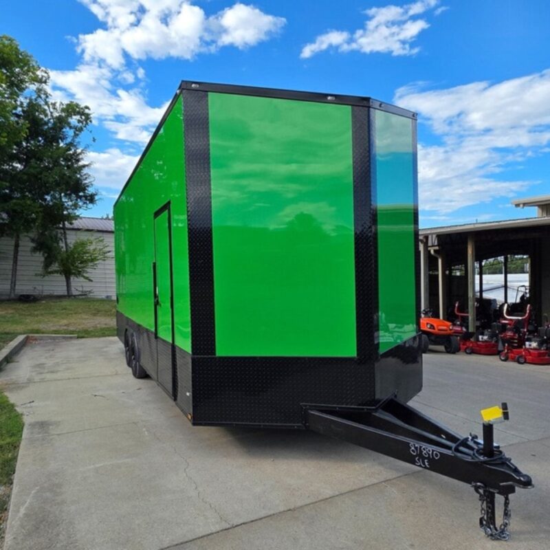 8.5x24 Lime Green w/ Blackout V-Nose Car Hauler Enclosed Trailer 9ft Interior (2) 5,200lb Axles