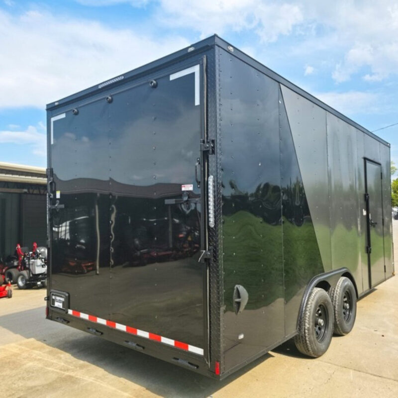8.5 x 18 Charcoal/Black Enclosed Trailer with Blackout and (2) Heavy-Duty 5,200lb Axles