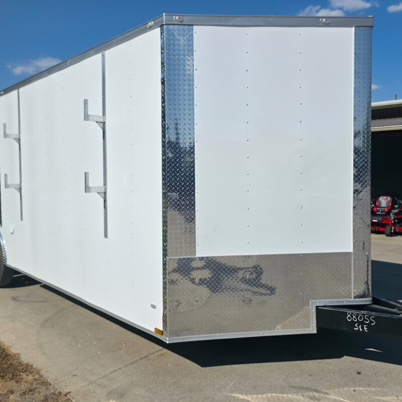 8.5x24 White Enclosed Hybrid with Side Ladder Racks (2) 7,000lb Axles 14K GVWR