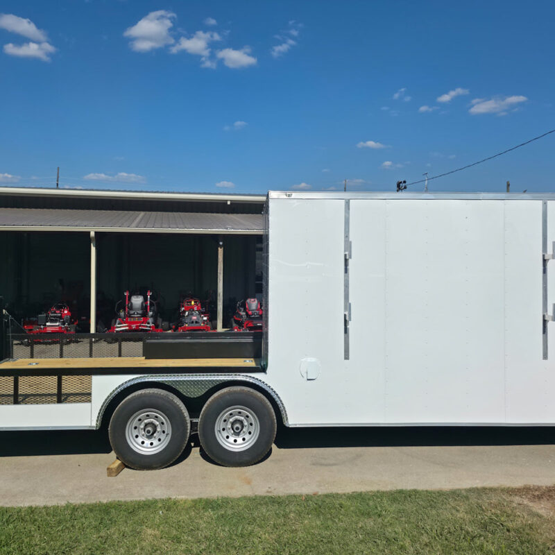 8.5x24 White Enclosed Hybrid with Side Ladder Racks (2) 7,000lb Axles 14K GVWR