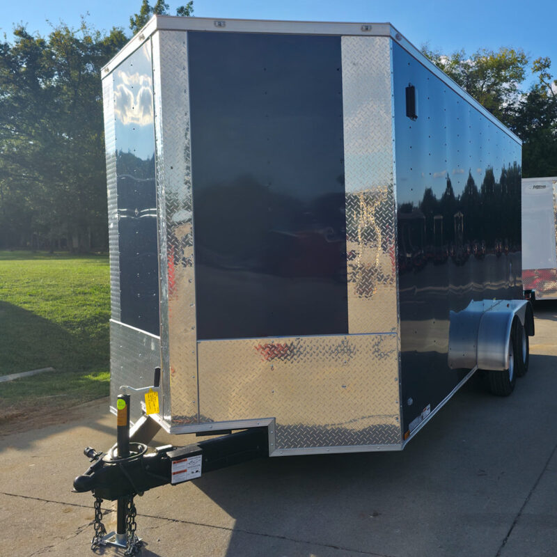 7x16x7 Indigo Blue Enclosed Trailer (2) 3500LB Axles