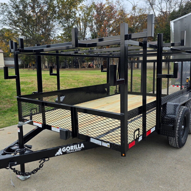 7x12 Straight Deck Utility Trailer 4ft Ladder Racks with 1.5 FT Mesh (2) 3500lb Axle