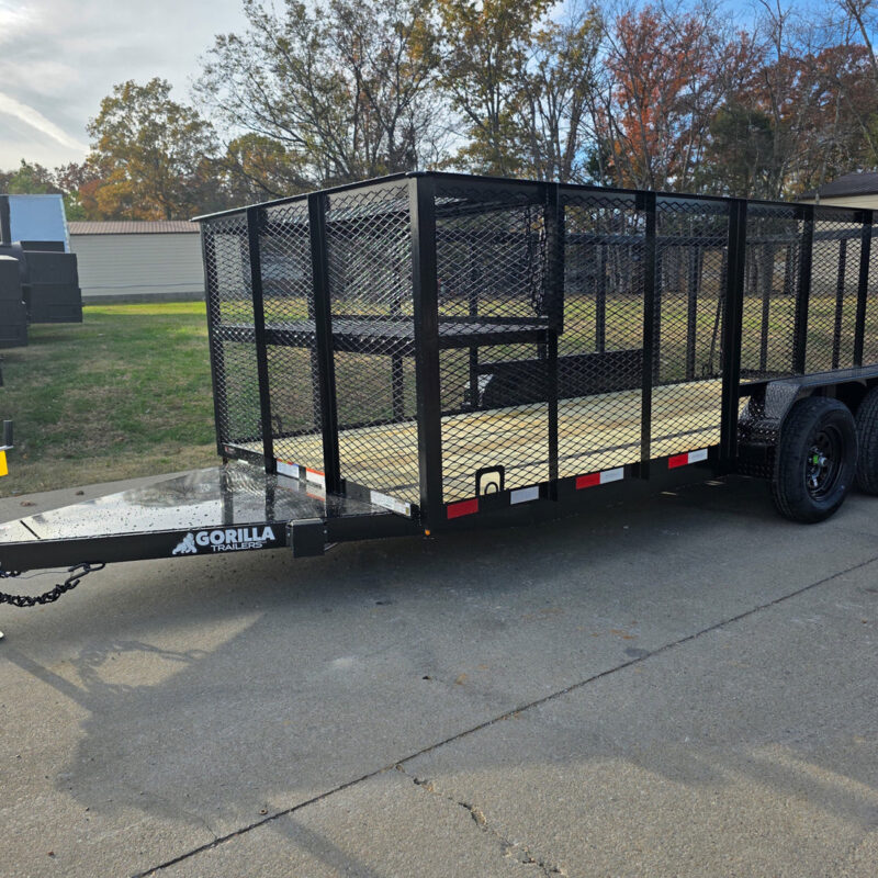 6.4x16 Utility Trailer Straight Deck 4ft Mesh Sides with Basket (2) 3,500lb Axles
