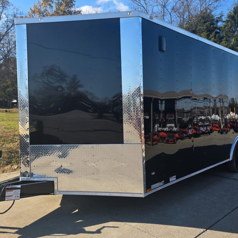 8.5x20 Black V-Nose Enclosed Trailer with Silver ATP (2) 52000lb Axles