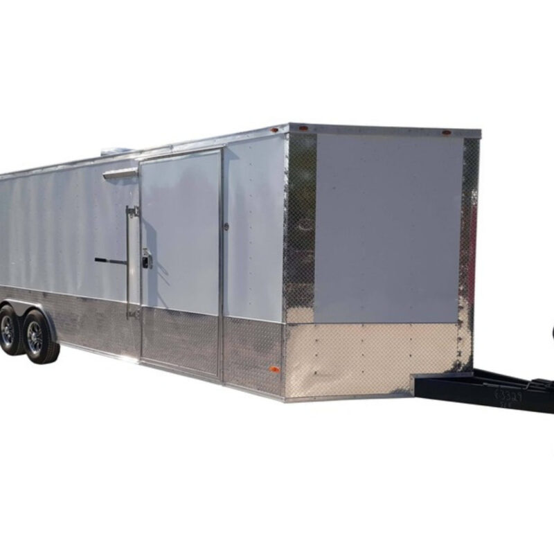 White Custom Enclosed Trailer 8.5' X 26' Car Hauler Storage