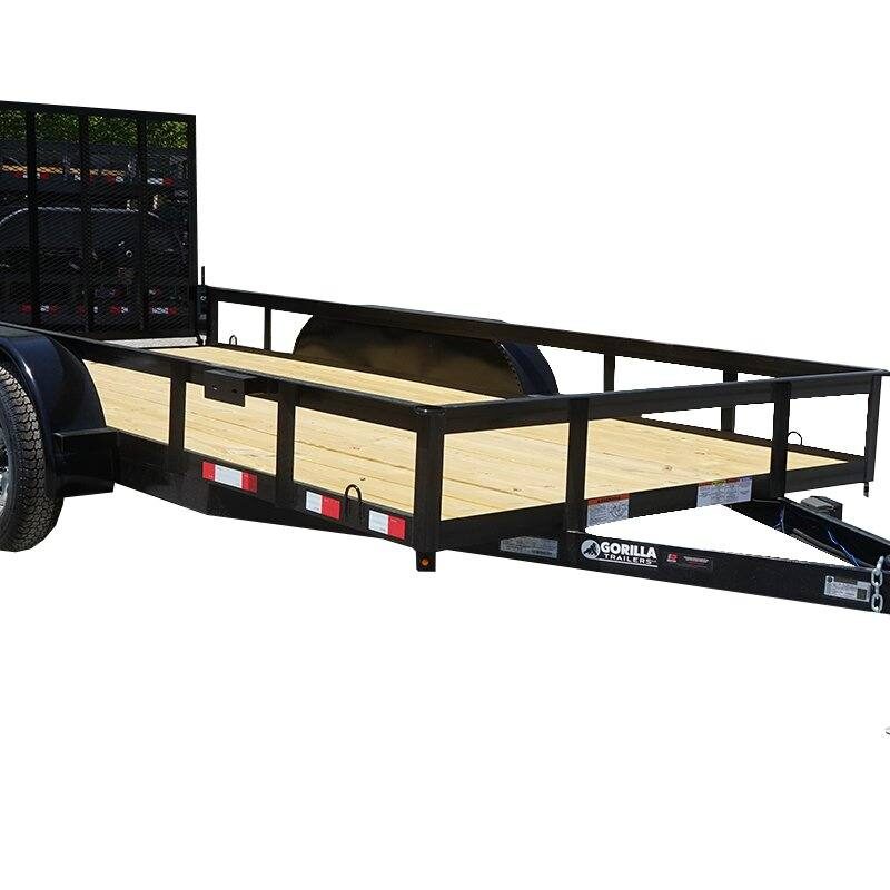 Utility Trailer 6.4' x 14' Spring Assist A-Frame Tall Gate Double Axle 7K GVWR