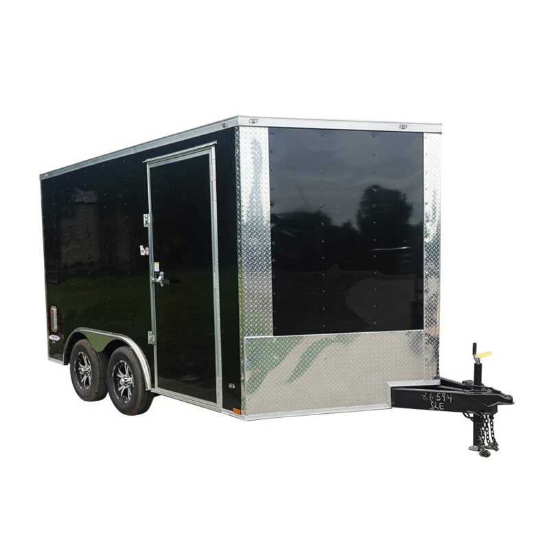 8.5x12 Black V-Nose Enclosed Trailer with Elect Pkg (2) 3500lb Axles Storage