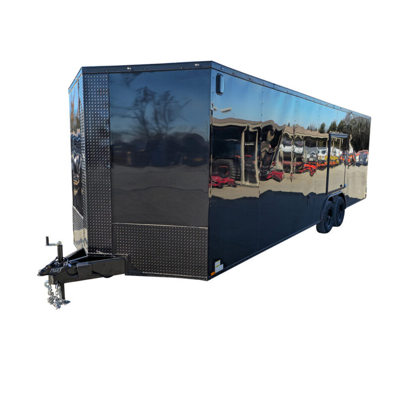 8.5x28 V-Nose Enclosed Trailer Black Out and Escape Door (2) 5,200lb Axles