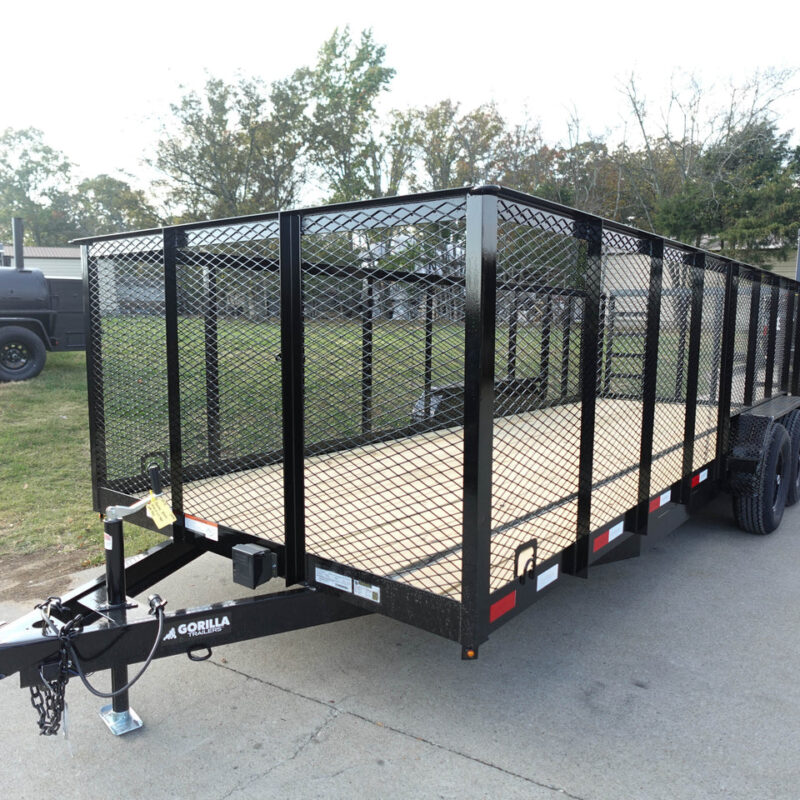 7x20 Heavy Duty Dovetail Utility Trailer 4ft Mesh Sides (2) 3,500lb Axles