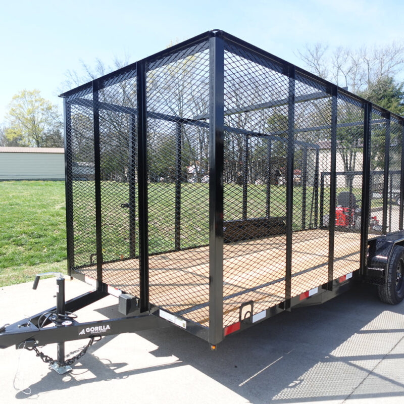 7' x 18' Tandem Straight Deck Utility Trailer 6ft Mesh Sides 7K GVWR
