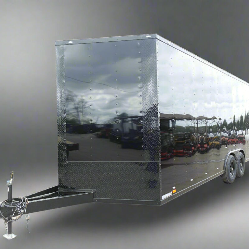 8.5x20 VNose Black with Black Out Trim Enclosed Trailer (2) 5200lb Axles With Brakes 7'6 Interior Height E-Track