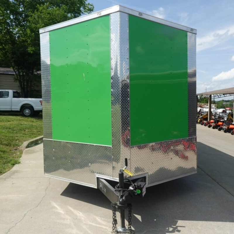 8.5x24 V Nose Neon Green Enclosed Trailer (2) 5200 LB Axles With Brakes 7 Ft Interior Height