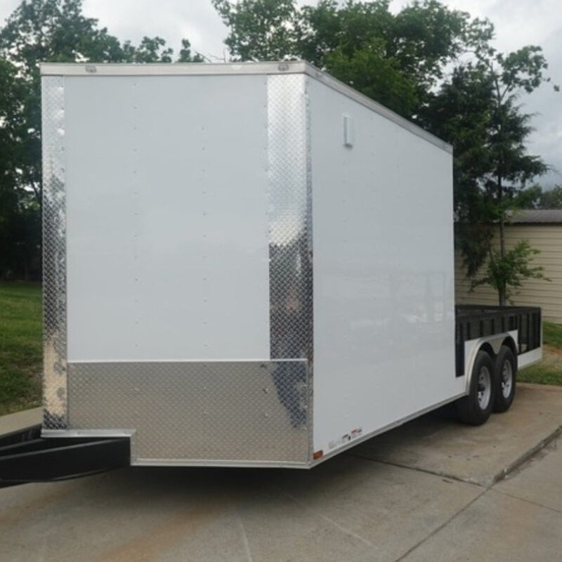 8.5x20 White Enclosed Hybrid Utility Trailer (2) 7,000lb Axles