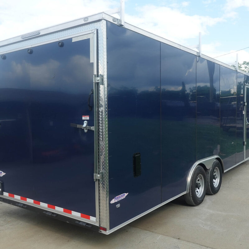 8.5x24 Blue V-Nose Slant Top Enclosed Trailer (2) 5200lb Axles Ladder Racks