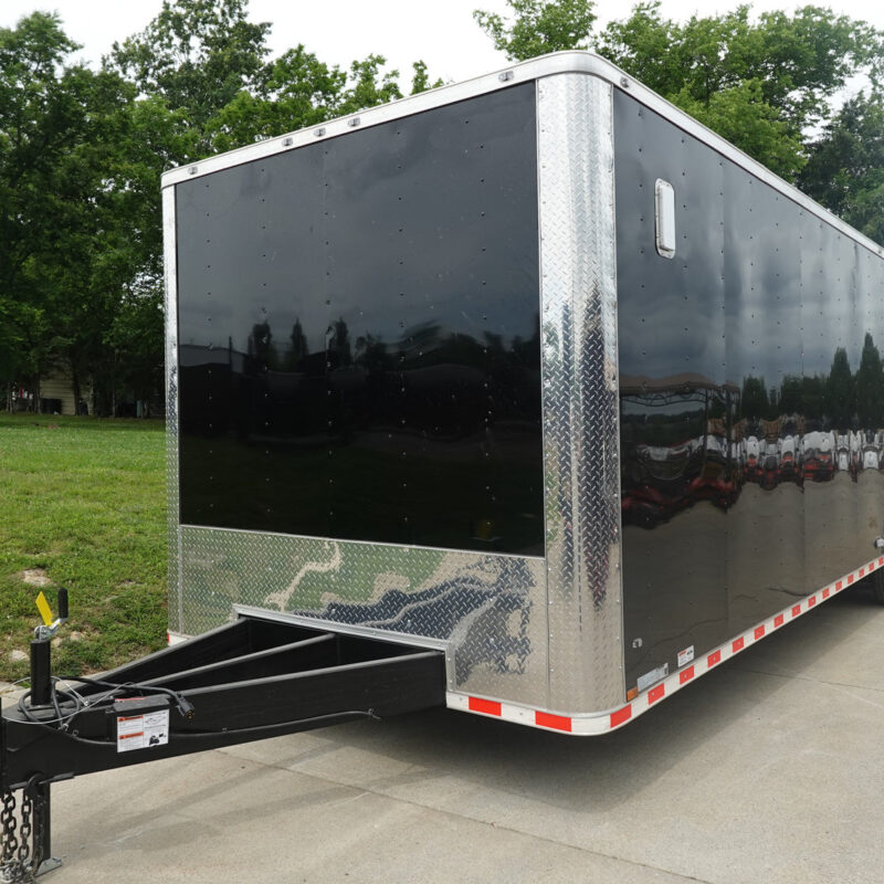 8.5x32 Black Enclosed Car Hauler Trailer With Ramp and side door (3) 7K Axles 21k GVWR