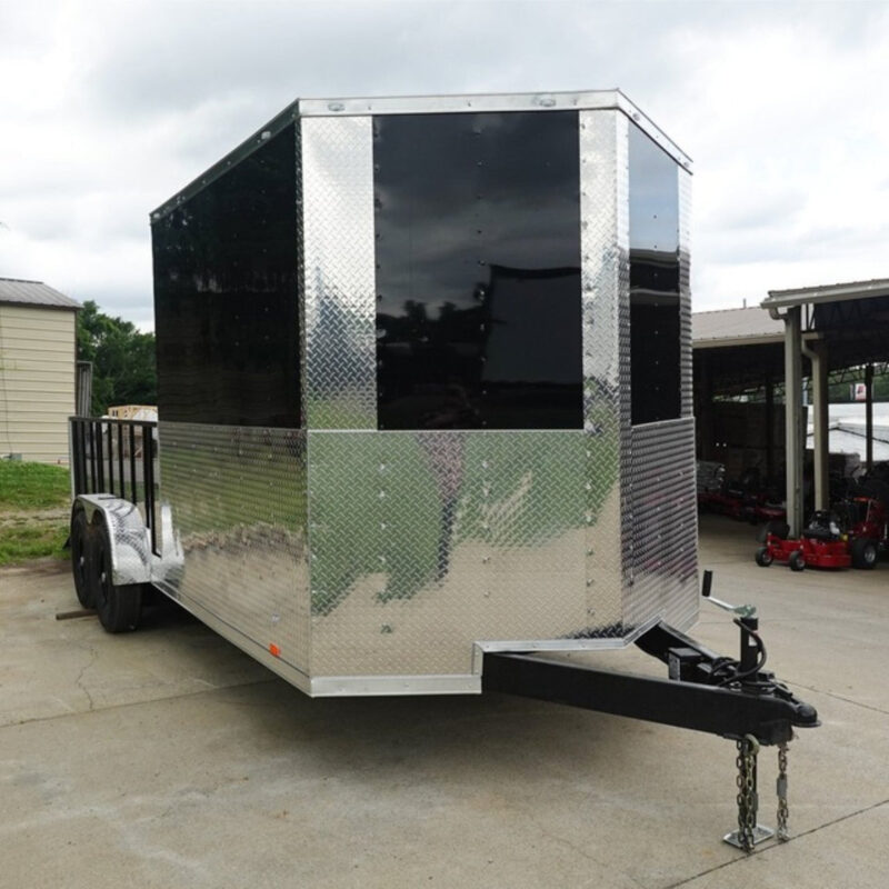 7x20 Black Hybrid Enclosed Trailer ATP Floor (2) 7K Axles
