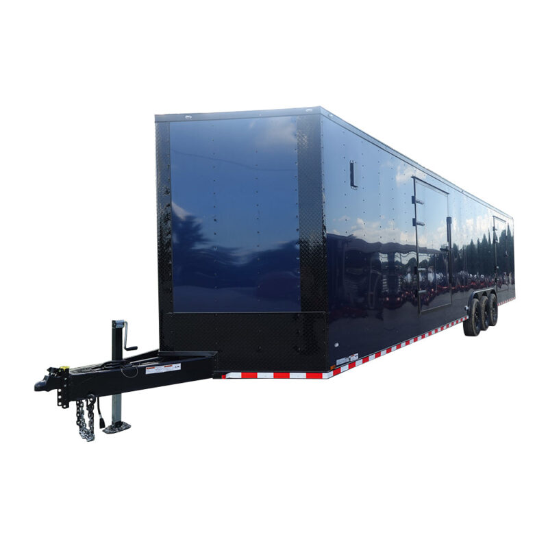 8.5x36 Indigo Blue Blackout Enclosed Trailer Escape Doors E Track Floor (3) 7K Axles 21K GVWR