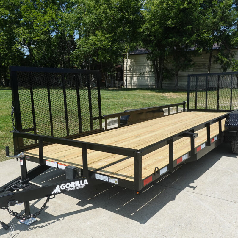 7x20 Powder Coated Straight Deck Utility Trailer with Side Gate (2) 3,500lb Axles