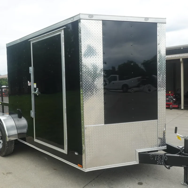 7x16 Black Hybrid Enclosed Trailer (2) 7000LB Axles Storage 14 Ply Tires