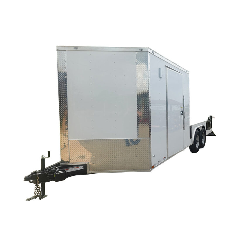 8.5' x 20' White V-Nose Hybrid Enclosed Trailer – Dual 7K Axles