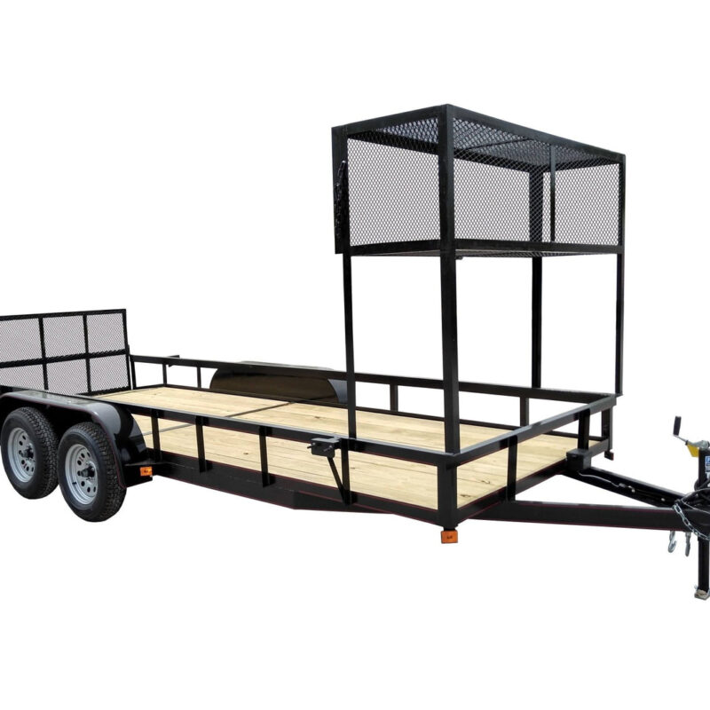 Utility Trailer 6.4' X 18' Tandem Dovetail With Cage