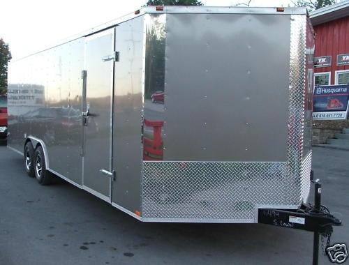 Enclosed Trailer 8.5'x24' Silver - Car Motorcycle Cargo Hauler Storage