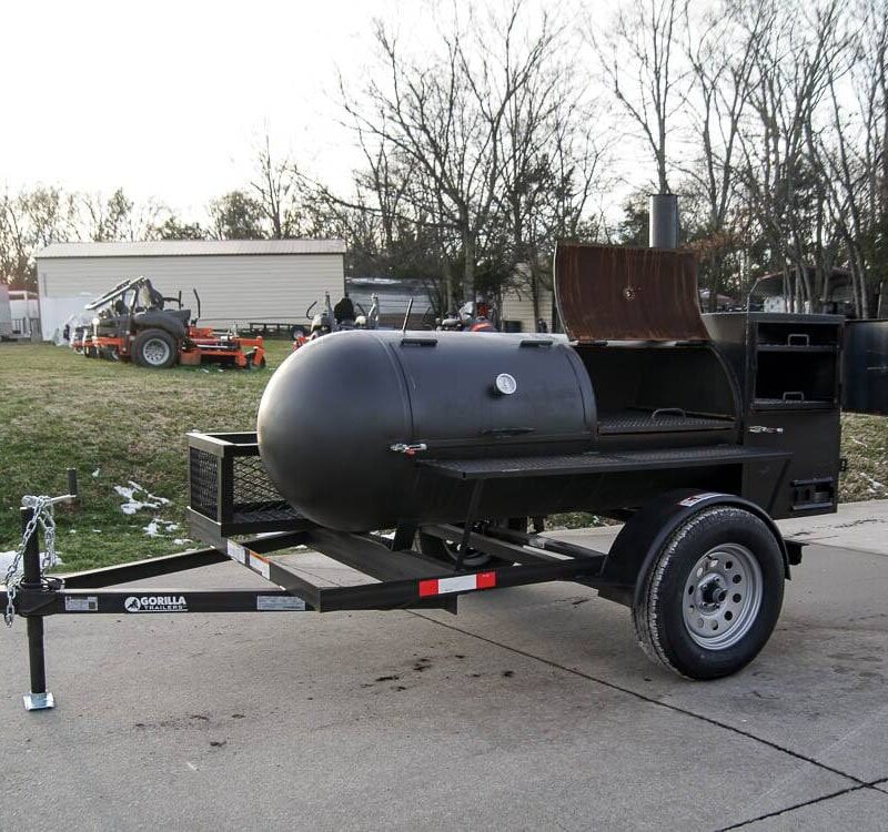 Smoker Trailer Pull Behind Wood 59"x 29" Charcoal Pit Wood Cage BBQ Cooker