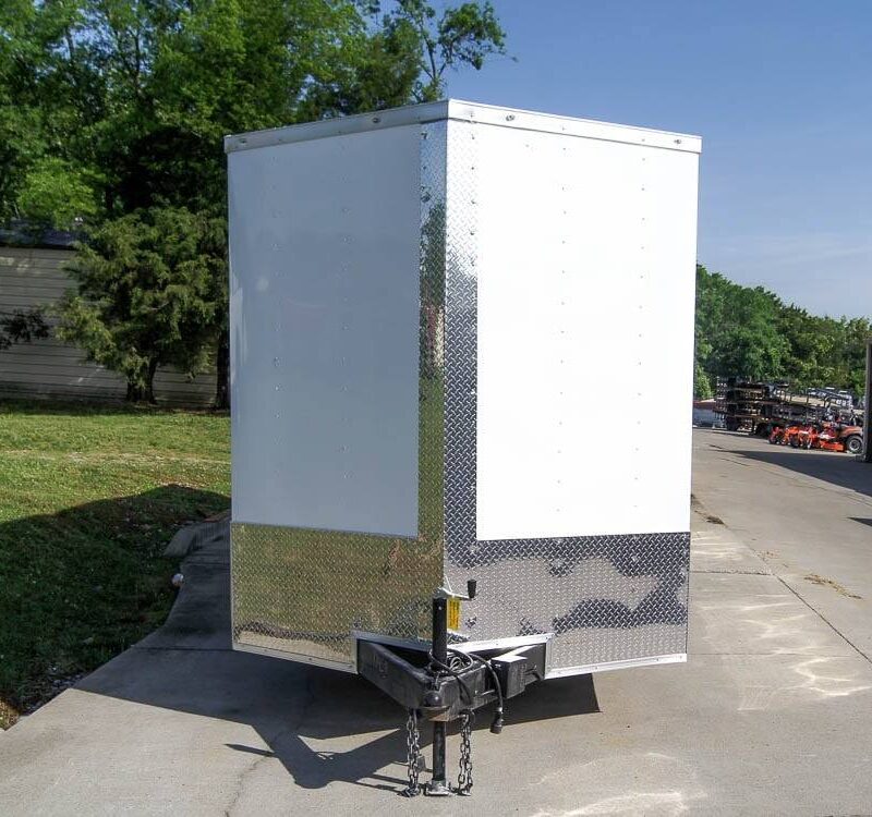 7x20 Enclosed Trailer White - Silver ATP Barn Door (2) 3500lb Axles