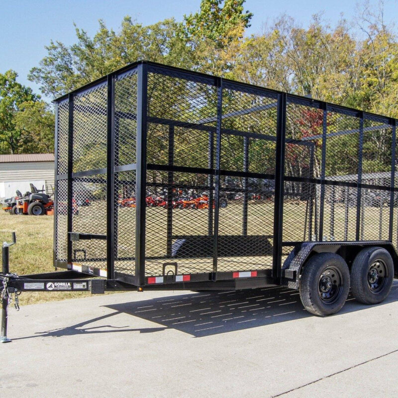 6.4' X 14' Tandem Axle Straight Utility Trailer - Mesh 6' Sides