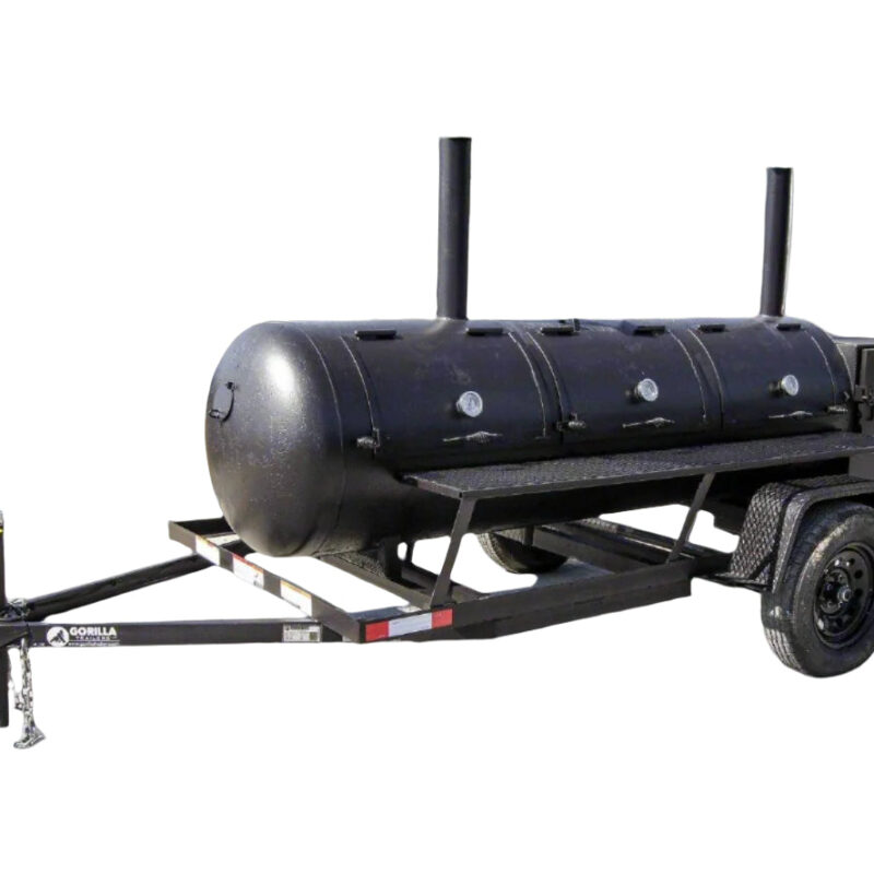 BBQ Smoker 300 Gallon Trailer Pull Behind with Charcoal Grill on the Front Compartment of Smoker