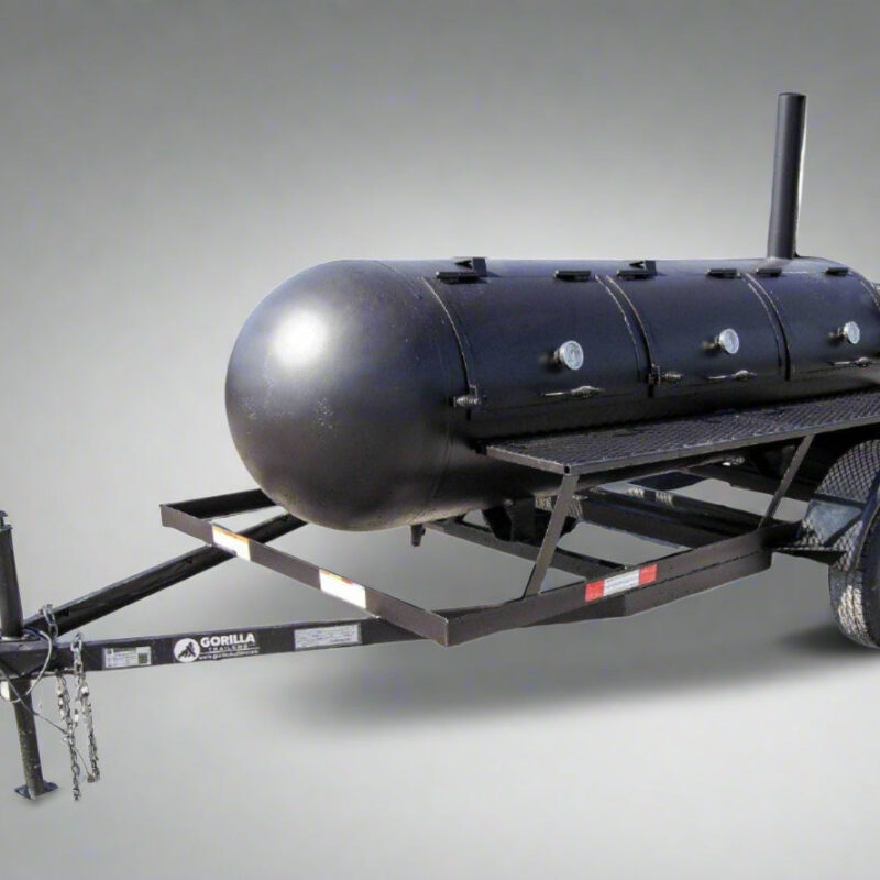 BBQ Smoker 330 Gallon Trailer Pull Behind with Wood Cage