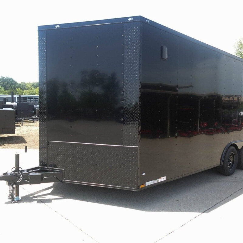 8.5x18 Black V-Nose Enclosed Trailer with Blackout Package (2) 3,500lb Axles