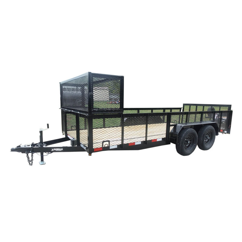 6.4x16 Dovetail Utility Trailer with Front Basket 2ft Mesh (2) 3500lb Axles
