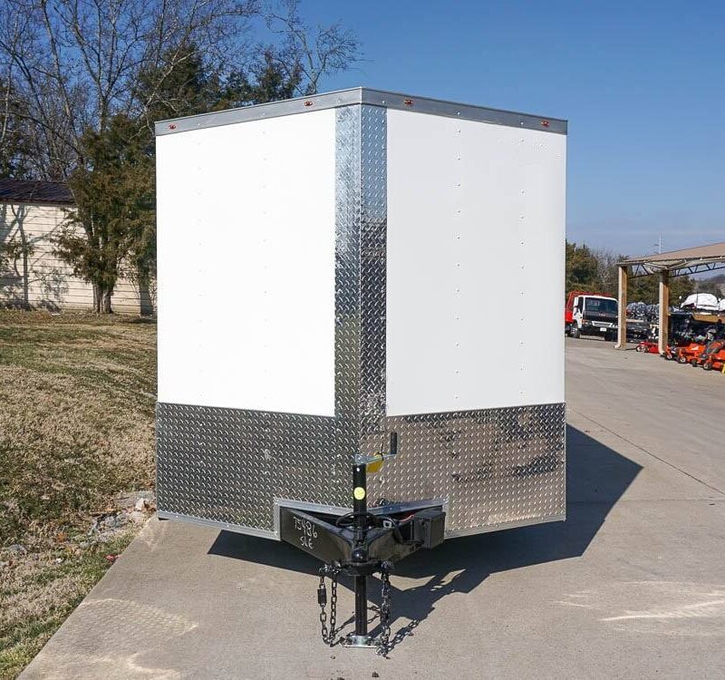 Enclosed Trailer Custom 7'x18' White Tandem Axle with Ramp and E-Tracks Storage