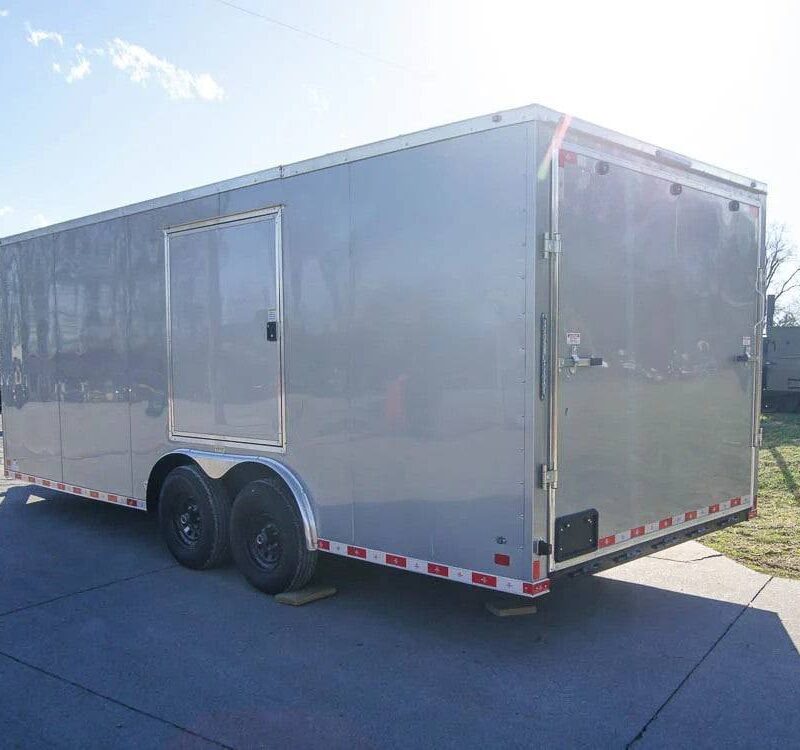 8.5x20 Silver V-Nose Slant Top Enclosed Trailer (2) 5200lb Axles