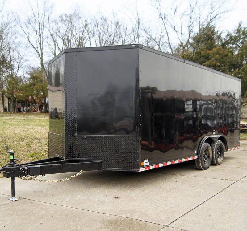 8.5x18 Black V-Nose Enclosed Trailer with Extended Tongue and Blackout Package (2) 3,500lb Axles