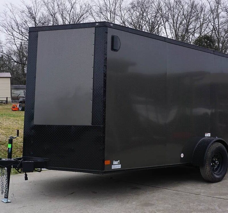 7x12 Enclosed Trailer Charcoal V-Nose Blackout Package 3,500lb Axle Storage