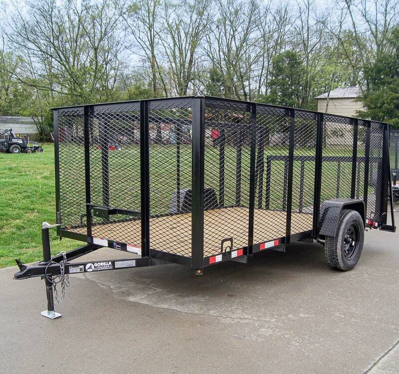 6.4x12 Dovetail Utility Trailer with 4ft Mesh Sides 3,500lb Axle