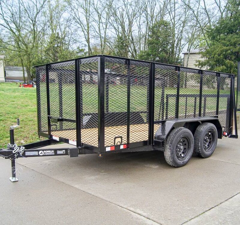 6.4x12 Dovetail Utility Trailer with 4ft Mesh Sides (2) 3,500lb Axles