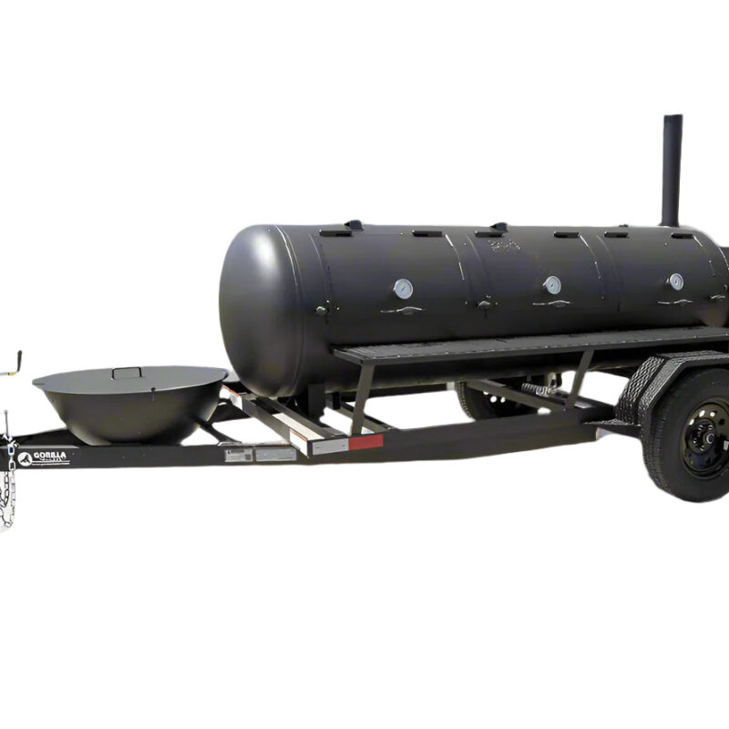 330 Gallon Pull Behind BBQ Smoker with Round Charcoal Grill 3500lb Axle