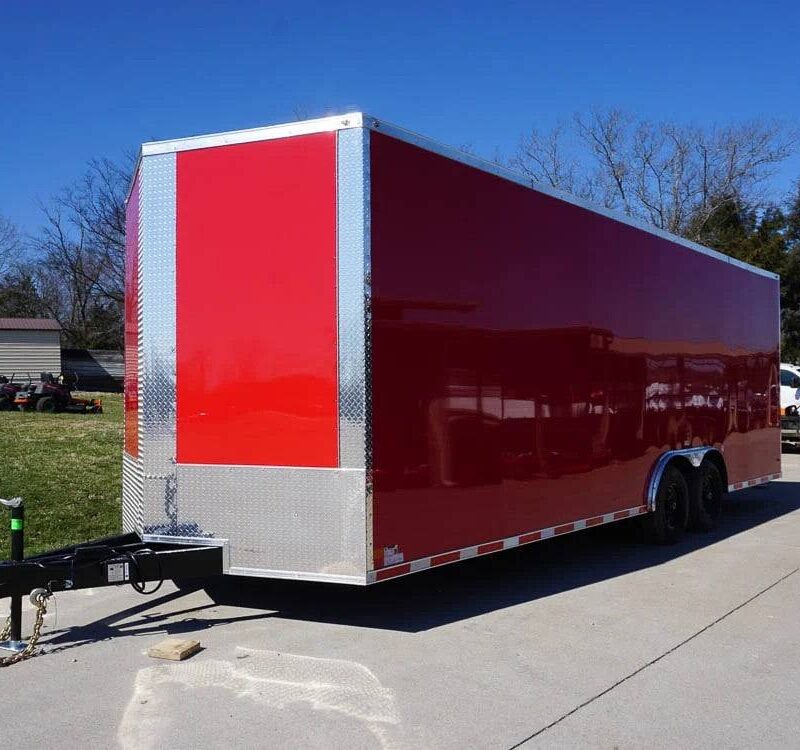 8.5x24 Red Enclosed Trailer (2) 5200lb Axles 7.5 Interior Height Storage