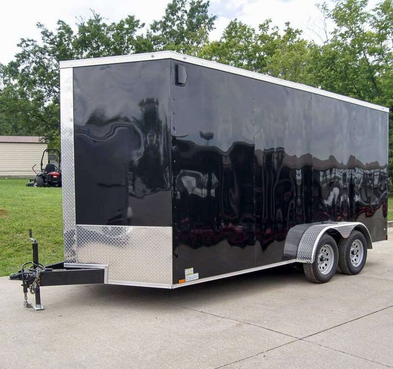7x16 Black V-Nose Enclosed Storage Trailer (2) 3,500lb Axles