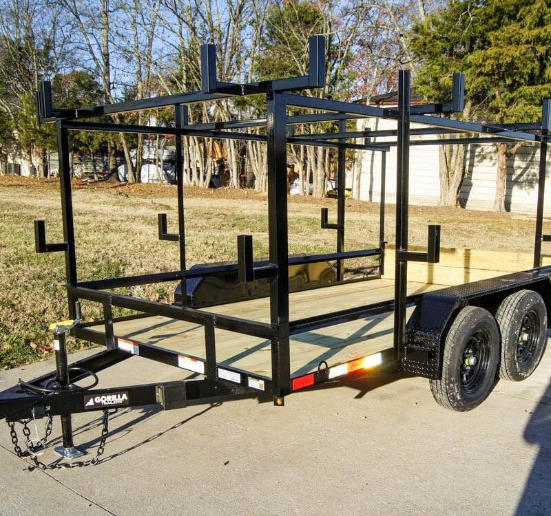6.4x12 Straight Deck Utility Trailer 4.5ft Ladder Racks (2) 3,500lb Axles