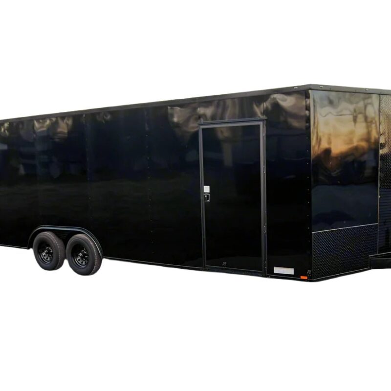 8.5x24 Black V-Nose Enclosed Trailer Blackout Pkg (2) 5,200lb Axles