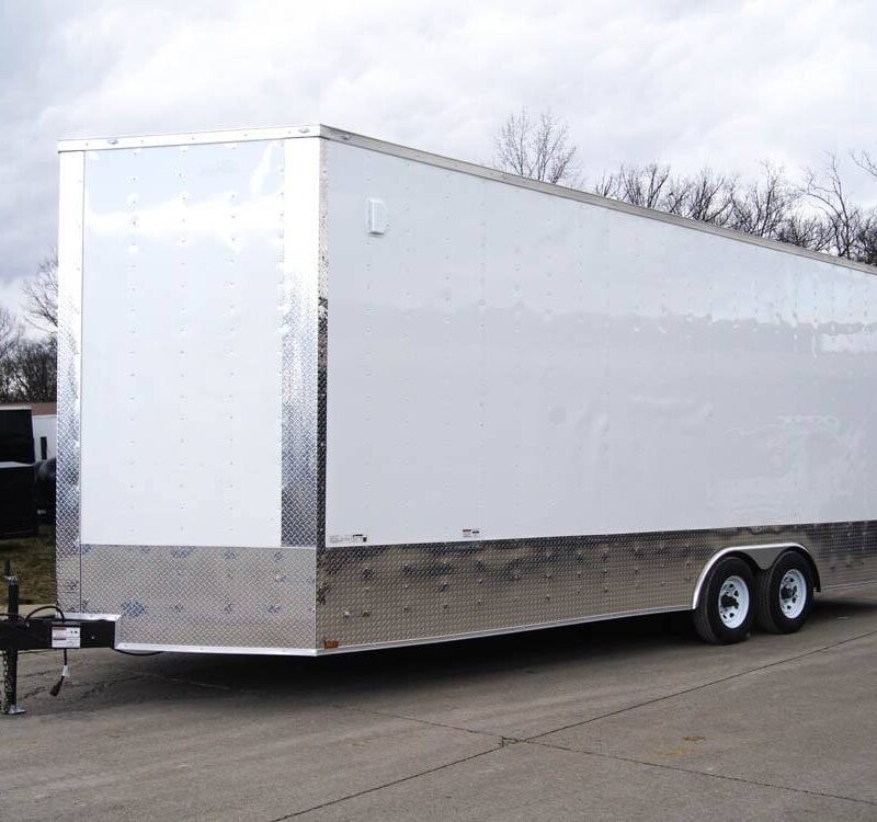 8.5x24 White V-Nose Enclosed Trailer 9ft Interior (2) 5,200lb Axles