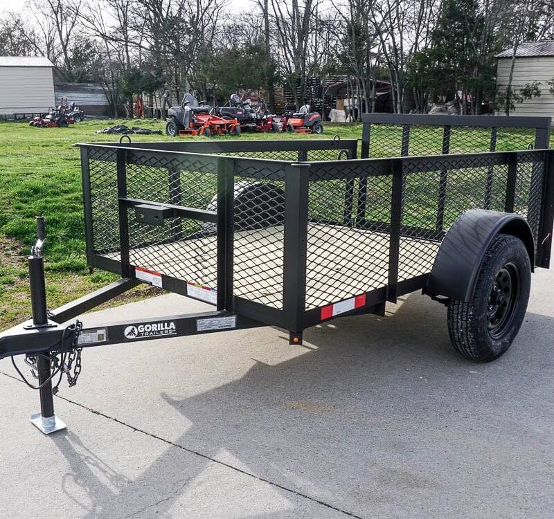 5x8 Powder Coated Dovetail Utility Trailer with 2ft Mesh Sides 3,500lb Axle